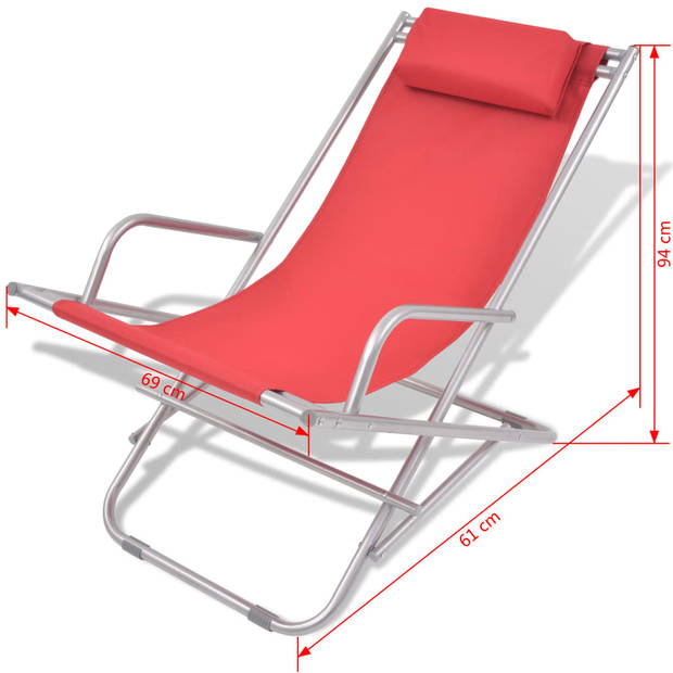 vidaXL Terrasstoelen verstelbaar 2 st staal rood