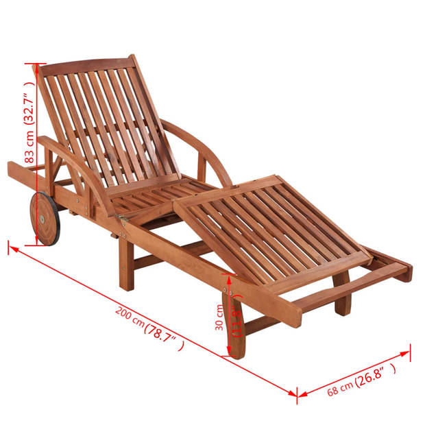 vidaXL Ligbed met tafel massief acaciahout