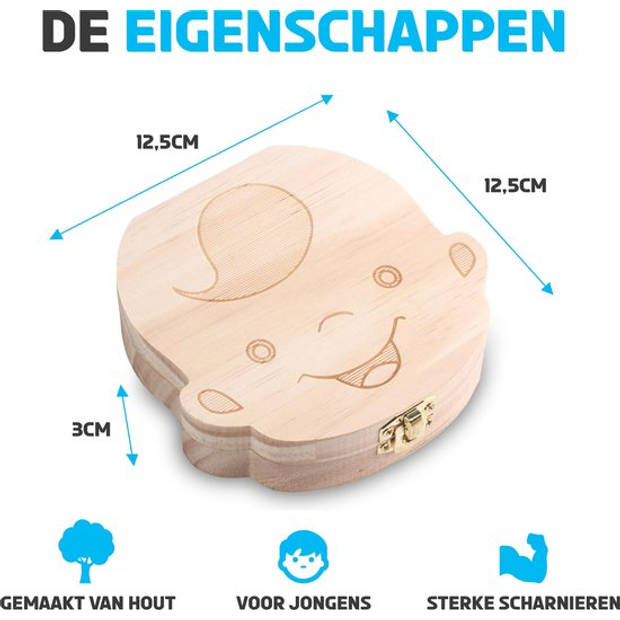 PEACE Tandendoosje Jongens – Melktanden Bewaardoosje Voor Kinderen – Haarlokdoosje Hout