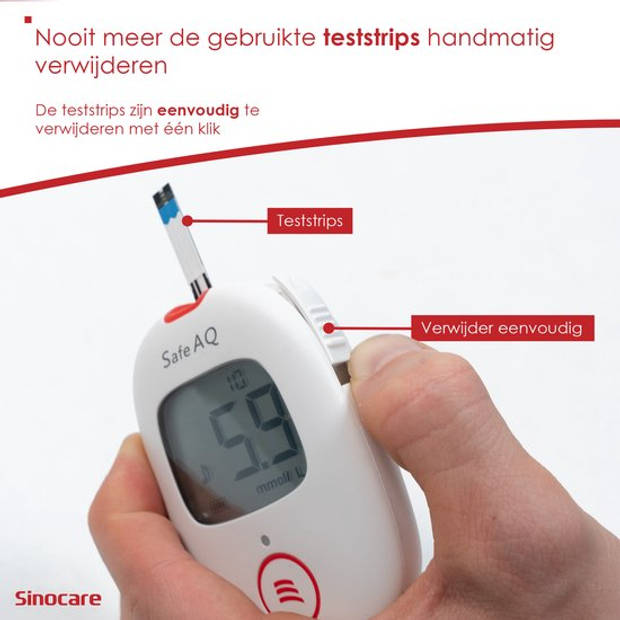 Sinocare Safe AQ Voice - Professionele Glucosemeter - mmol/L - Bloedsuikermeter Incl. 50 teststrips & 50 naalden