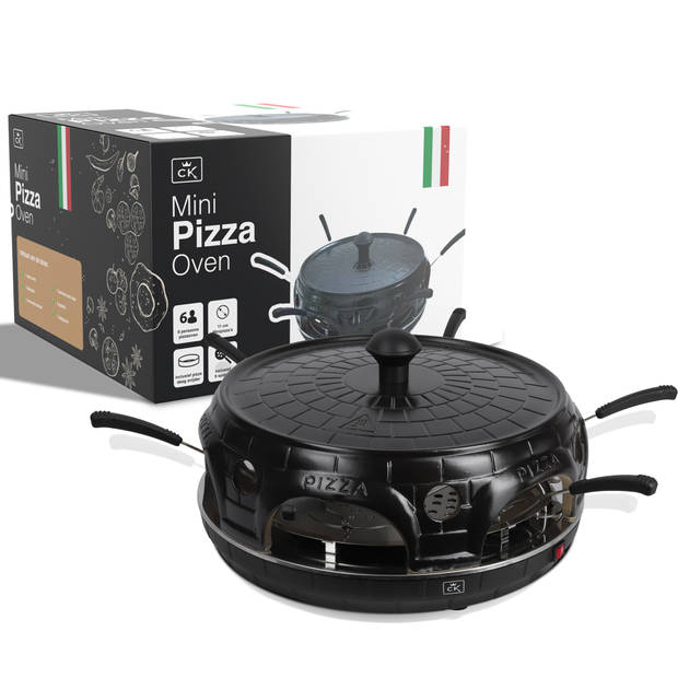 CuisineKing Pizza Oven Black Edition - 6 Personen - Incl. 6 Spatels en deegvorm