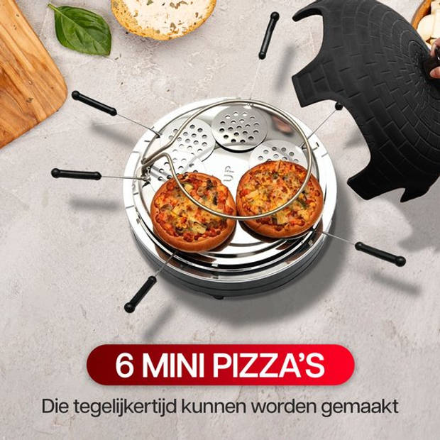 CuisineKing Pizza Oven Black Edition - 6 Personen - Incl. 6 Spatels en deegvorm