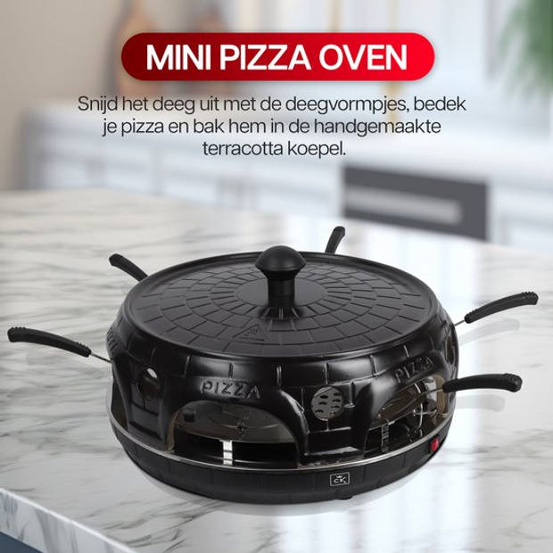 CuisineKing Pizza Oven Black Edition - 6 Personen - Incl. 6 Spatels en deegvorm
