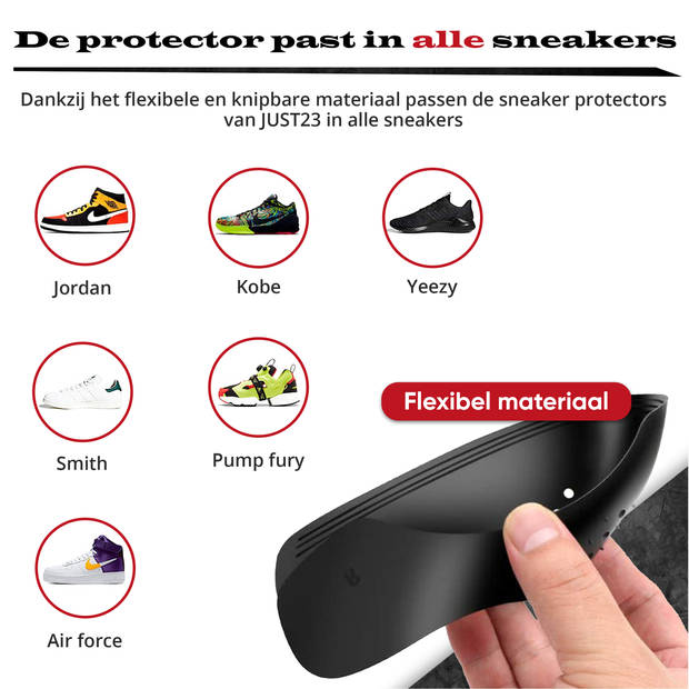 JUST23 Sneaker Crease Protector – Anti Crease – Zwart – Maat 35-40 (S) – Sneaker Shield