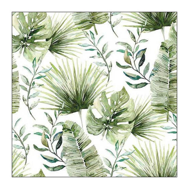 Ambiente Servet 25 Jungle leaves white