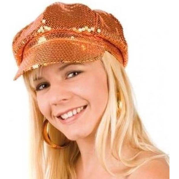 Oranje Glitter Pet Cap - 8 Panel