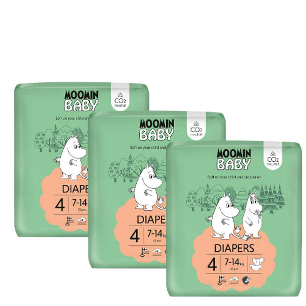 Moomin Baby Nordic Swan Luiers - Maat 4 - 7 t/m 14 kg - Veilige - Hypoallergene Keuze - Milieuvriendelijk - FSC