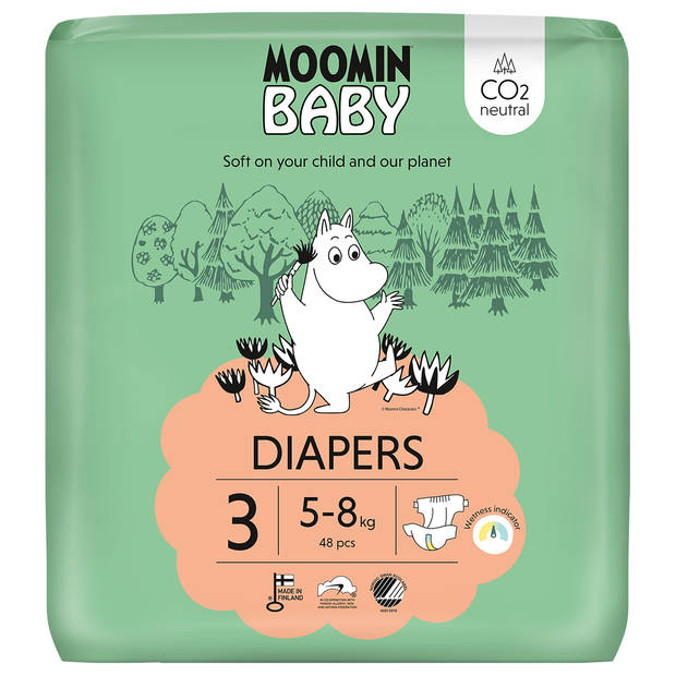Moomin Baby Eco Wegwerpluiers - Maat 3 - Nordic Swan Ecolabel - Absorberend - Anti-allergisch - CO2 Neutraal