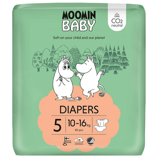 Moomin Baby Eco Wegwerpluiers - Maat 5 - Milieuvriendelijk - Anti-allergisch - CO2 Neutraal