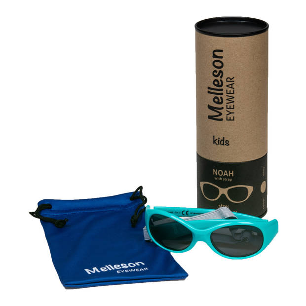 Melleson Eyewear Noah - Kinderzonnebril met Band - Maat S - Aqua - PBA-Vrij - Lichtgewicht - Verstelbare Zonnebrilband