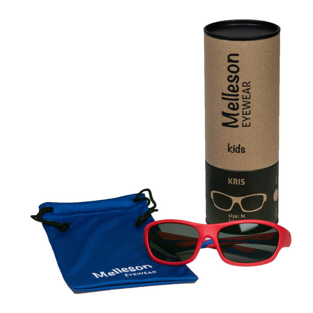 Melleson Eyewear Kris Kinderzonnebril M Rood Blauw - Flexibel - Lichtgewicht - UV-bescherming