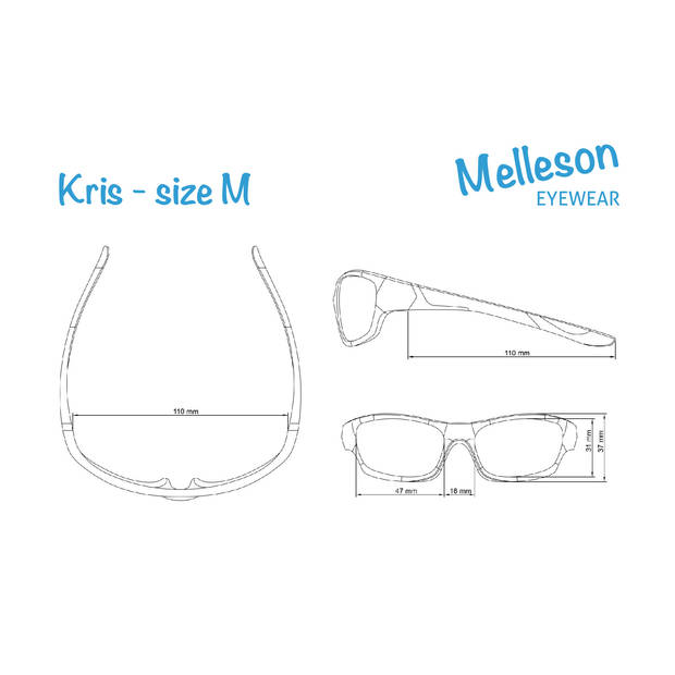 Melleson Eyewear Kris Kinderzonnebril - Maat M - Blauw Oranje - Onbreekbaar - Buigbaar - Lichtgewicht