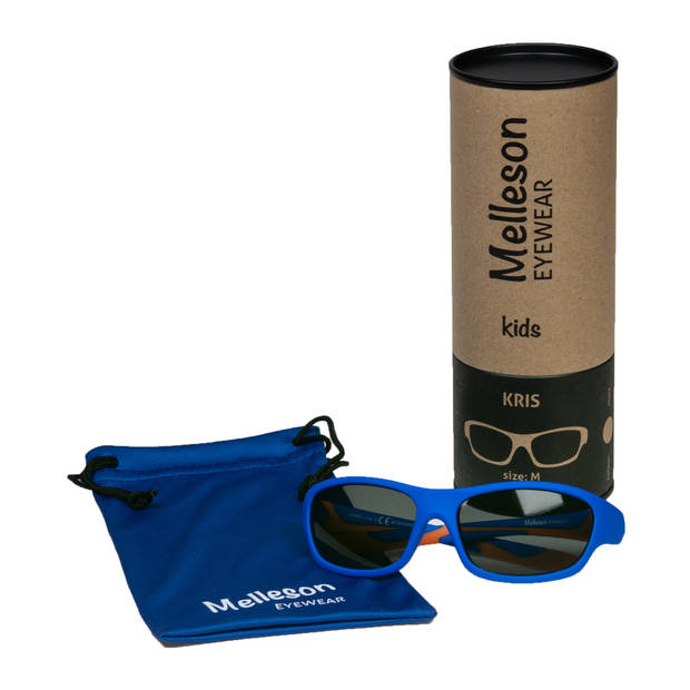 Melleson Eyewear Kris Kinderzonnebril - Maat M - Blauw Oranje - Onbreekbaar - Buigbaar - Lichtgewicht