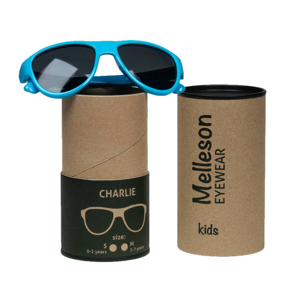 Melleson Eyewear Charlie 3 - 7 jaar - Blauwe Kinderzonnebril - Maat M - Flexibel - Onbreekbaar - UV400 Bescherming - PBA