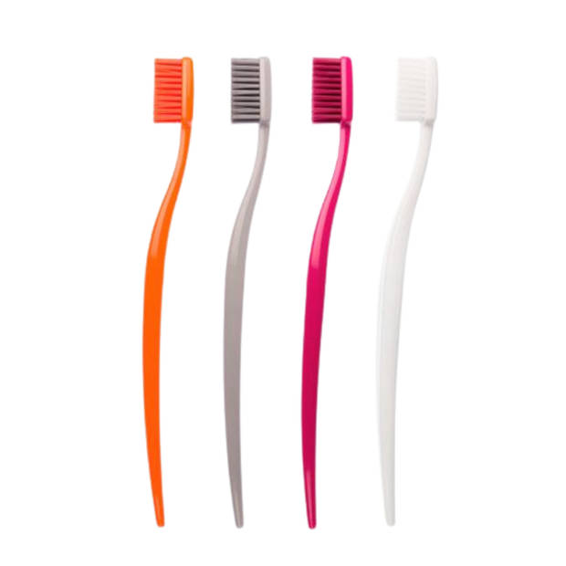 Biobrush Tandenborstel Set van 4 - Verschillende Kleuren - Bio-kunststof - Mondhygiëne - Effectieve Reiniging -