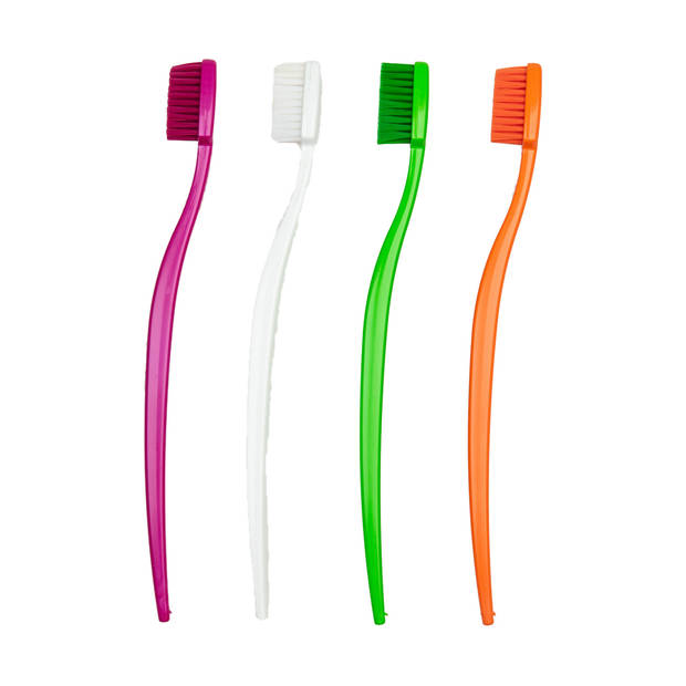 Biobrush Tandenborstel Set van 4 - Verschillende Kleuren - Bio-kunststof - Mondhygiëne - Effectieve Reiniging -