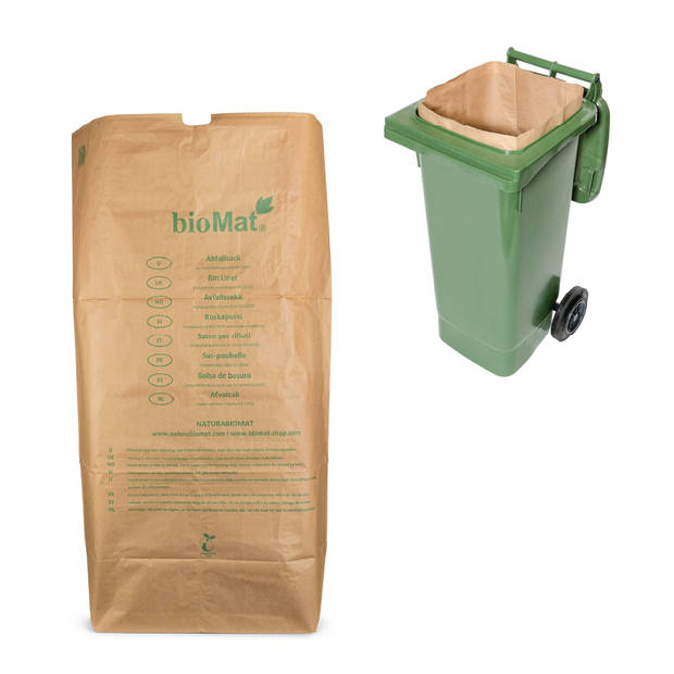 BioMat - Composteerbare papieren containerzakken 1 laags - 120 /140 Liter - 50 stuks