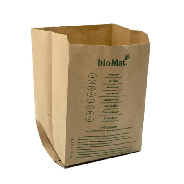 BioMat Composteerbare Papieren Zakken - 50 x 10 liter - Composteerbaar - Hernieuwbaar - Scheurvast