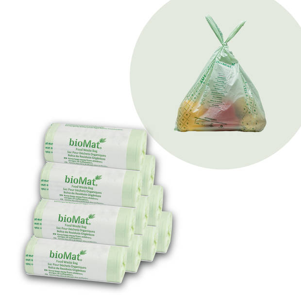 BioMat - Voordeelverpakking Composteerbare vuilniszakken 10 x 25 x 5 liter