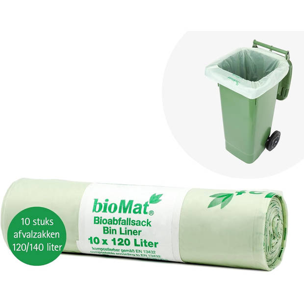 BioMat Composteerbare Containerzakken - 3 Rollen (30 vuilniszakken) - EN 13432 Gecertificeerd - Waterbesparend -