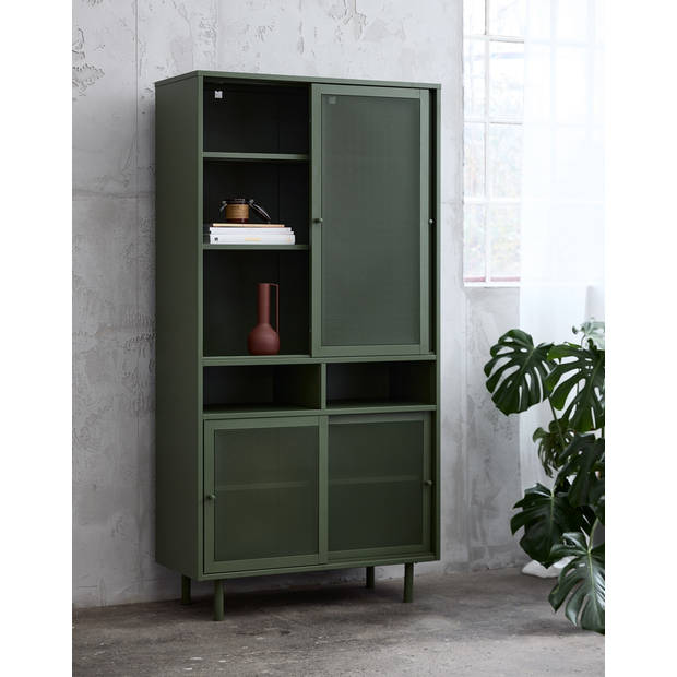 Giga Living - Wandkast Metaal Groen - Schuifdeuren - 2-Deuren - 90x40x180cm - Veep