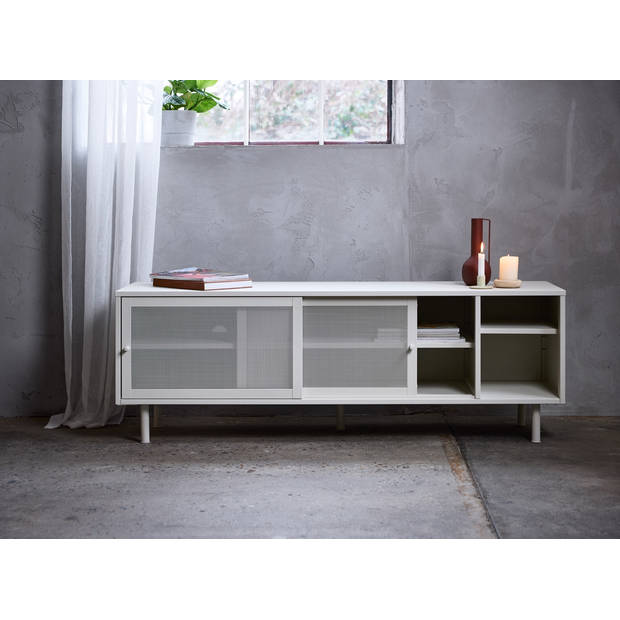 Giga Living - Tv-Meubel Metaal Greige - Schuifdeuren - 6-Vakken - 45x160x55cm - Veep