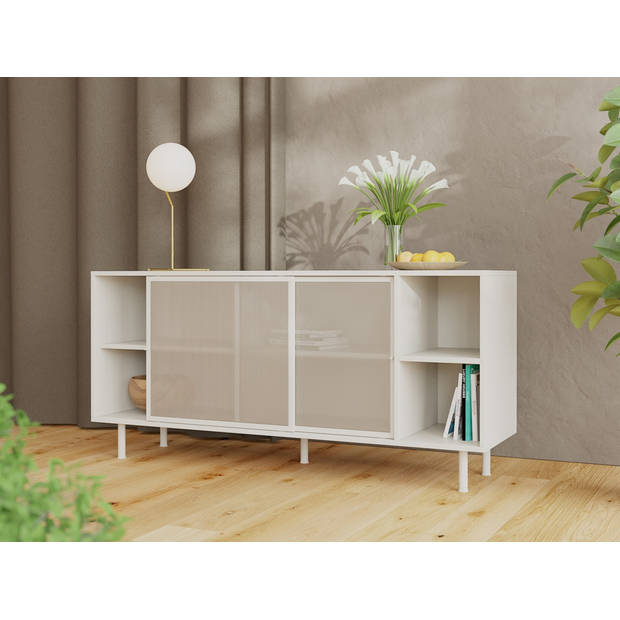 Giga Living - Dressoir Metaal Greige - Schuifdeuren - 45x160x75cm - Veep