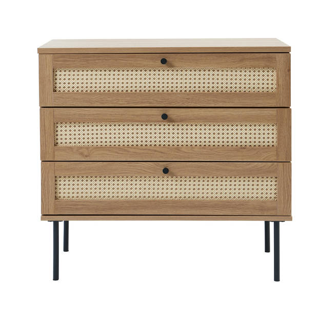 Giga Living - Dressoir Naturel Rotan - 3-Lades - 80x40x75cm - Pensacola