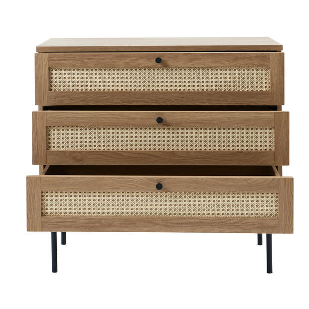 Giga Living - Dressoir Naturel Rotan - 3-Lades - 80x40x75cm - Pensacola