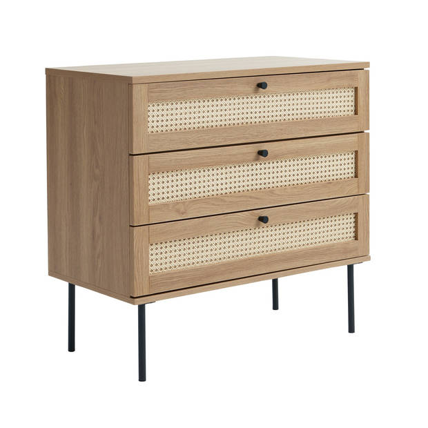 Giga Living - Dressoir Naturel Rotan - 3-Lades - 80x40x75cm - Pensacola