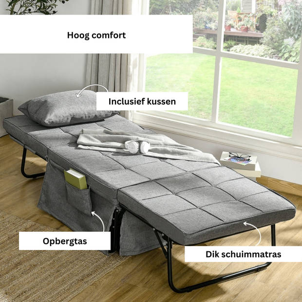 Vouwbed - Veldbed - Stretcher - Kampeerbed - Logeerbed - 188 x 75 x 38 cm