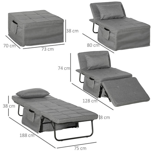 Vouwbed - Veldbed - Stretcher - Kampeerbed - Logeerbed - 188 x 75 x 38 cm