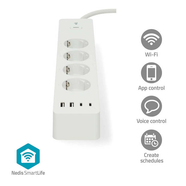 Nedis SmartLife Stekkerdoos - WIFIP313FWT