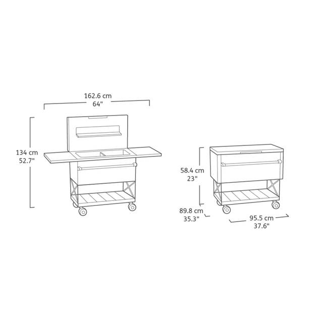 Keter Unity Patio Cooler Partytafel - 95.5x58.4x89.8cm - Zwart