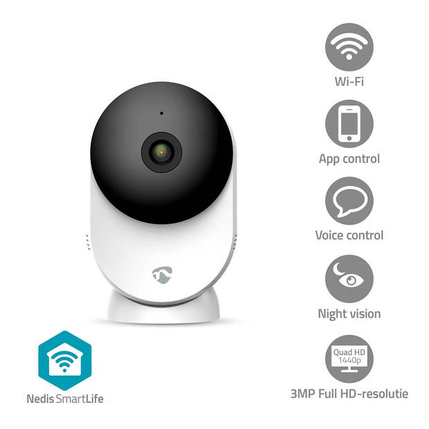 Nedis SmartLife Camera voor Binnen - WIFICI12CWT - Wit