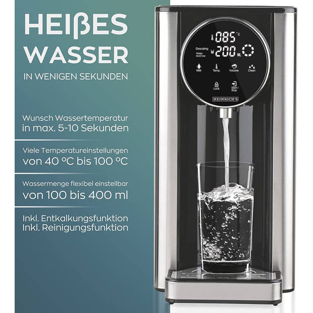 Heinrich’s HWS 8731 - Design Heetwaterdispenser - Luxe Waterkoker - 2.7L