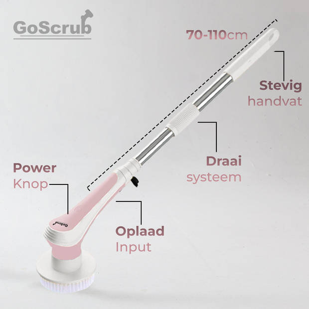GoScrub® Cleaning Master - Roze - Elektrische Schoonmaakborstel – Schrobber - Schrobborstel - 9 opzetstukken