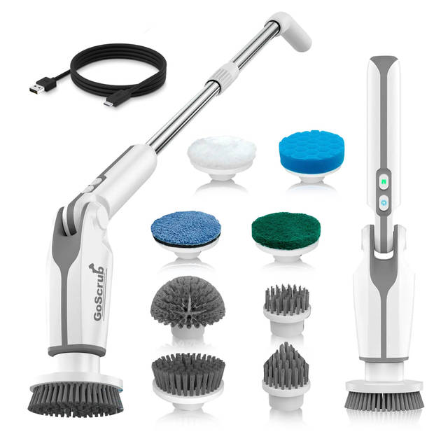 GoScrub® Cleaning Hero V1 - Wit - Elektrische Schoonmaakborstel – Schrobber - Schrobborstel - 9 opzetstukken