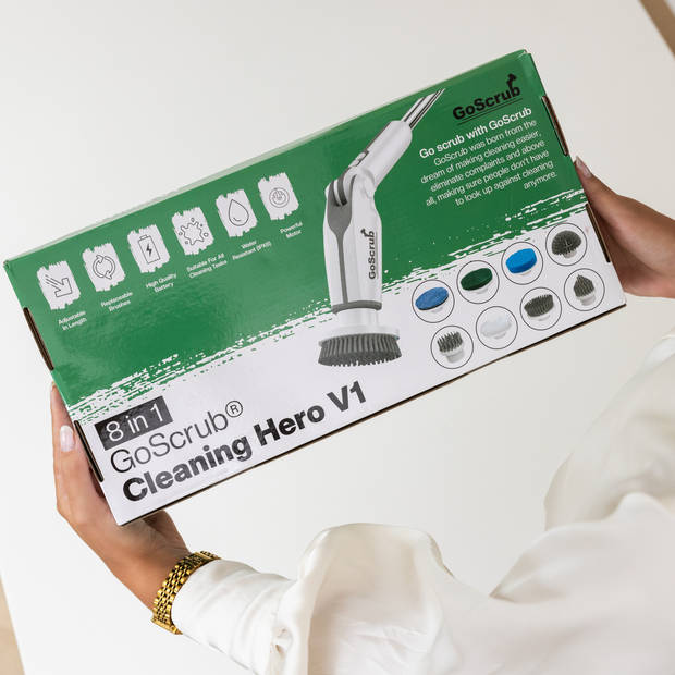 GoScrub® Cleaning Hero V1 - Wit - Elektrische Schoonmaakborstel – Schrobber - Schrobborstel - 9 opzetstukken