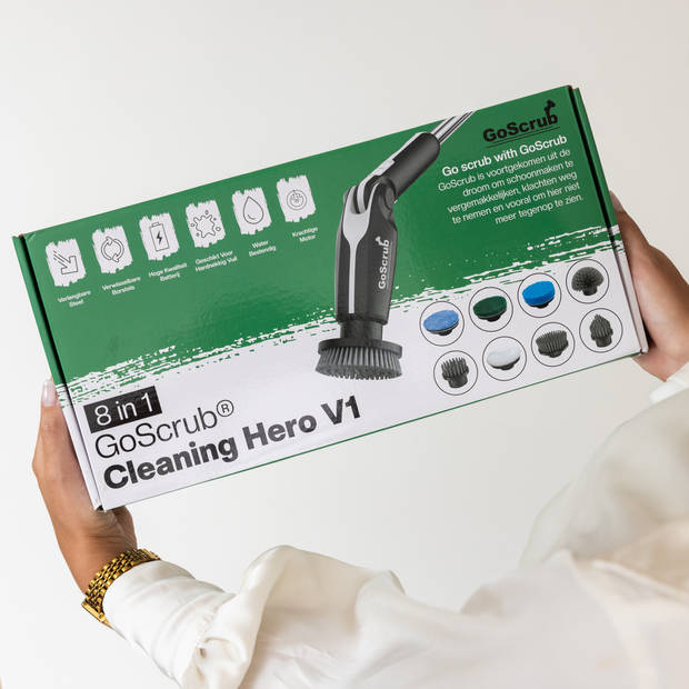 GoScrub® Cleaning Hero V1 - Zwart - Elektrische Schoonmaakborstel – Schrobber - Schrobborstel - 9 opzetstukken