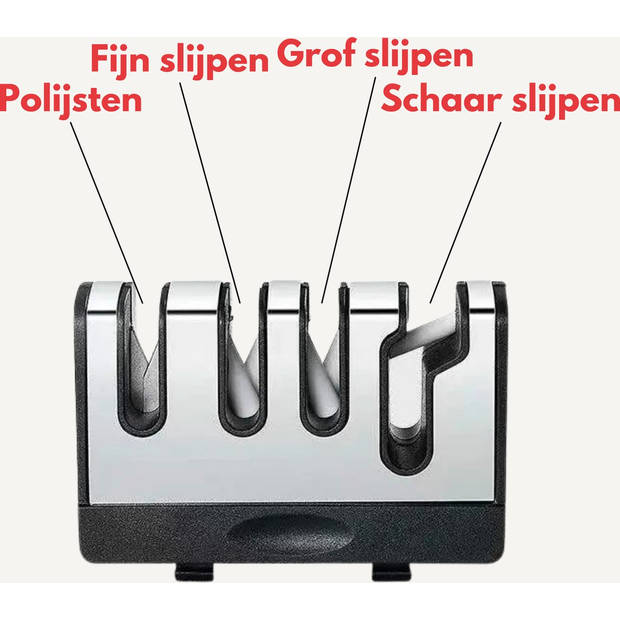 Keukenvriend © - 4-1 Messenslijper - 4in1 Professionele Messenslijper – Doortrekslijper – Anti Slip – Schaarslijper - Ke