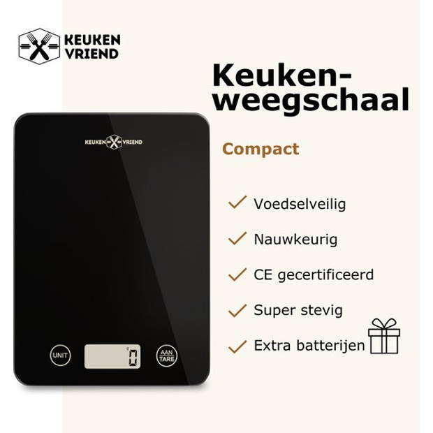 Keukenvriend © Keukenweegschaal - Digitale keukenweegschaal - Kitchen scale - Weegschaal Keuken - Inclusief batterijen