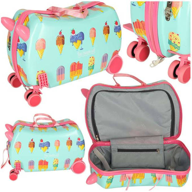 PerPhoenix Ride On Reiskoffer Kinderen ijsjes Motief 45 cm x 31,5 cm x 22 cm