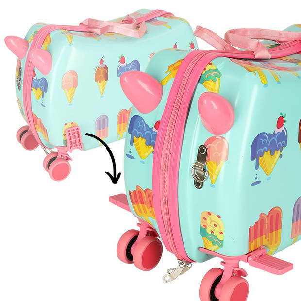 PerPhoenix Ride On Reiskoffer Kinderen ijsjes Motief 45 cm x 31,5 cm x 22 cm