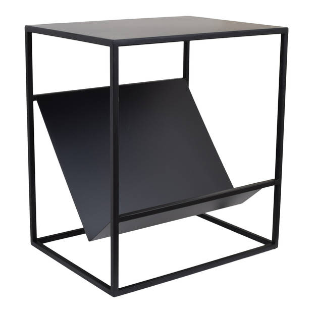 LOFT42 Freek Bijzettafel met Tijdschriften- of Krantenbak - Metaal - Mat Zwart - 47x36x29