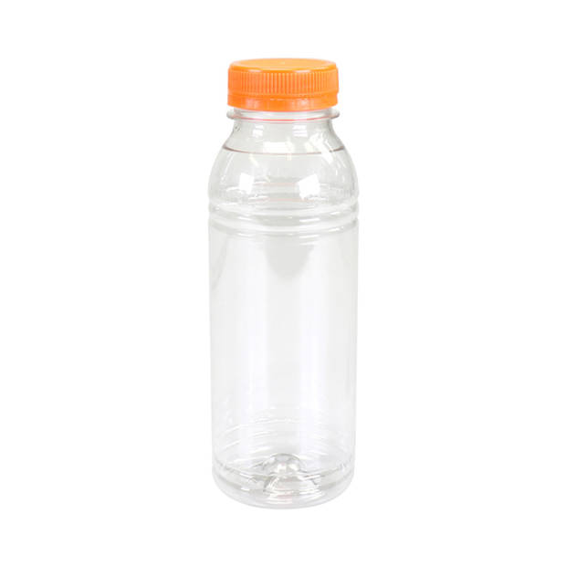 Fles Transparant Pet 330 cc + Oranje Dop (180 stuks)