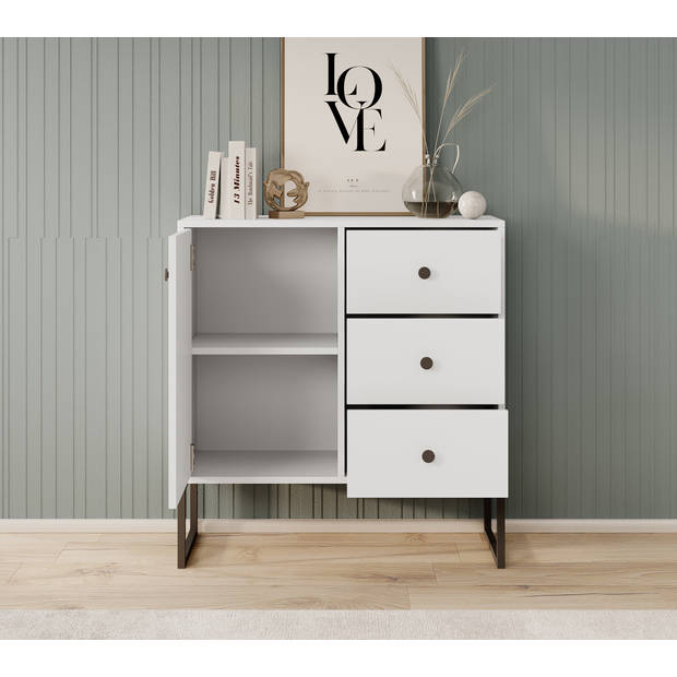 Meubella Dressoir Lyndall - Wit - 77 cm - Met lades