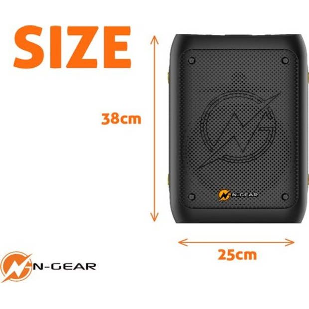 N-GEAR Flash Banger 777 - Draadloze Speaker - Karaokeset - Partybox met 2 Microfoons - Zwart