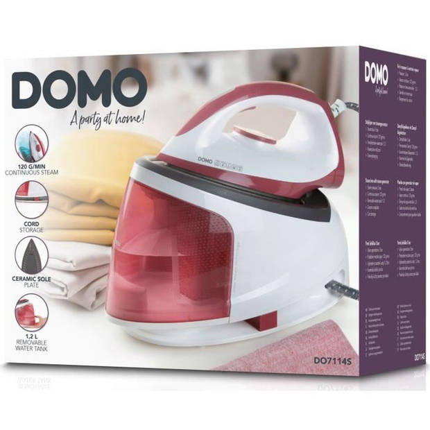 DOMO DO7114S - Strijkijzer met stoomgenerator - 5 bar - Continue stoom 120g/min - Watertank 1,2L - Keramische zoolplaat