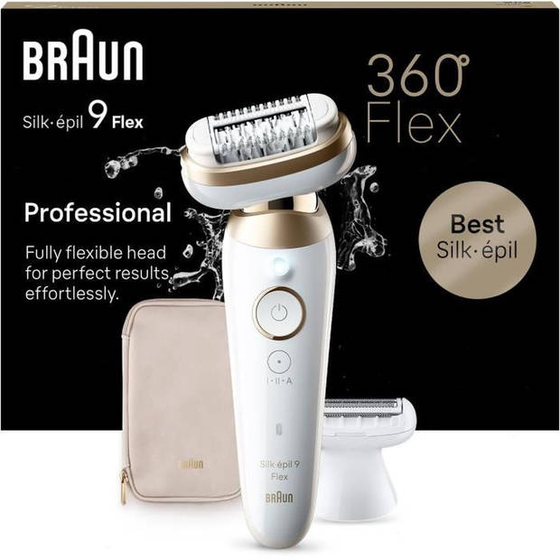 Elektrische epilator - BRAUN - Silk-épil 9 Flex - Gemakkelijk ontharen - 9-041 3D - Wit/Goud